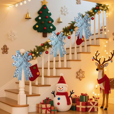 زاوي الشتاء الأزرق الجرس الثلج ندفة الثلج جنوم الثلج عيد الميلاد الشريط السلكي 2.5 بوصة 4 لفة 26 ياردة للهدية الكبرى الحرف الكلي in Kuwait