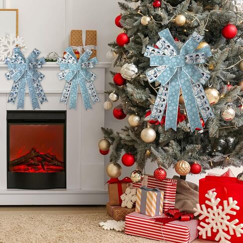 زاوي الشتاء الأزرق الجرس الثلج ندفة الثلج جنوم الثلج عيد الميلاد الشريط السلكي 2.5 بوصة 4 لفة 26 ياردة للهدية الكبرى الحرف الكلي in Kuwait