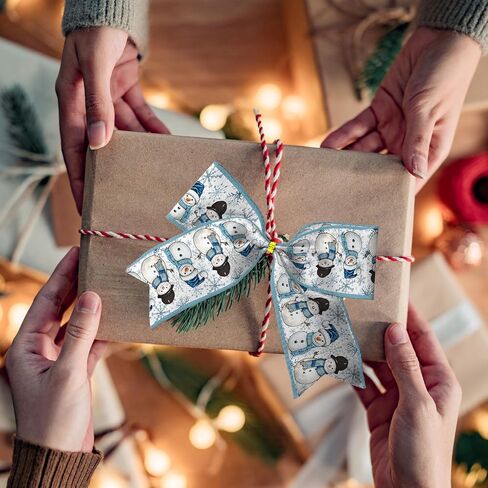 زاوي الشتاء الأزرق الجرس الثلج ندفة الثلج جنوم الثلج عيد الميلاد الشريط السلكي 2.5 بوصة 4 لفة 26 ياردة للهدية الكبرى الحرف الكلي in Kuwait