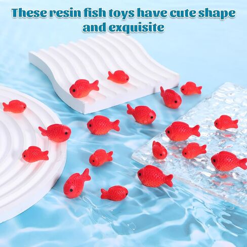 40pcs Small Resin Red Goldfish Mini Goldfish Figurines Miniature Resin Red Fish Toy Set Animal Garden Micro Landscape Decor Sea Animals Toys for Home Decor DIY Crafts Miniature Garden Accessories in Saudi Arabia