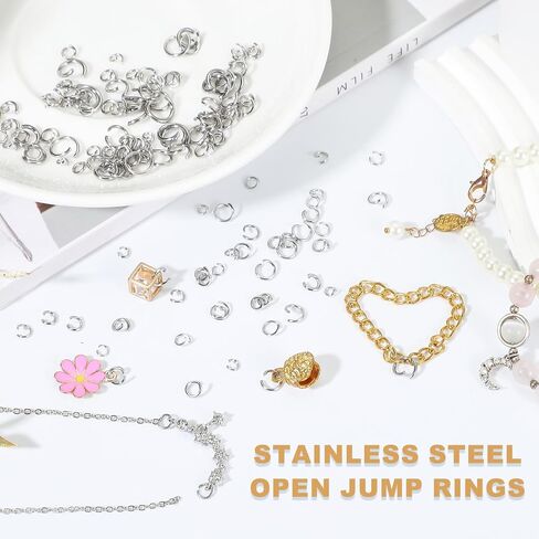 uxcell 120pcs Open Jump Rings, 8mm Stainless Steel Split O Rings 1.5mm Thick Connector Ring for Bracelet Necklace Pendant Jewelry Keychain DIY Craft Making, Silver in Saudi Arabia