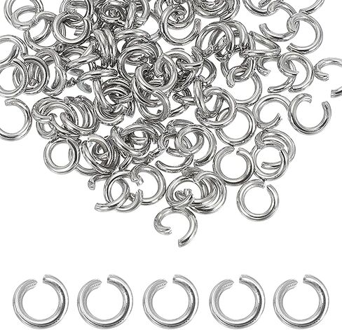 uxcell 120pcs Open Jump Rings, 8mm Stainless Steel Split O Rings 1.5mm Thick Connector Ring for Bracelet Necklace Pendant Jewelry Keychain DIY Craft Making, Silver in Saudi Arabia