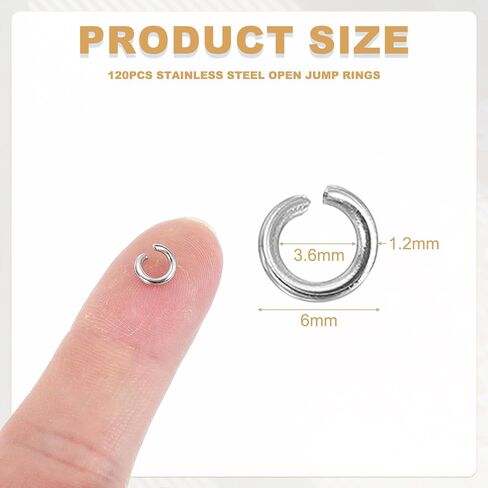 uxcell 120pcs Open Jump Rings, 8mm Stainless Steel Split O Rings 1.5mm Thick Connector Ring for Bracelet Necklace Pendant Jewelry Keychain DIY Craft Making, Silver in Saudi Arabia