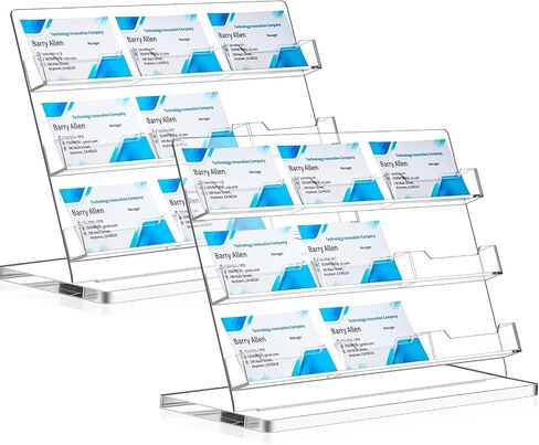 2 Pack Business Card Holder for Desk 9 Slots FreeStanding Clear Clear Acrylic Business Card Shower in Kuwait