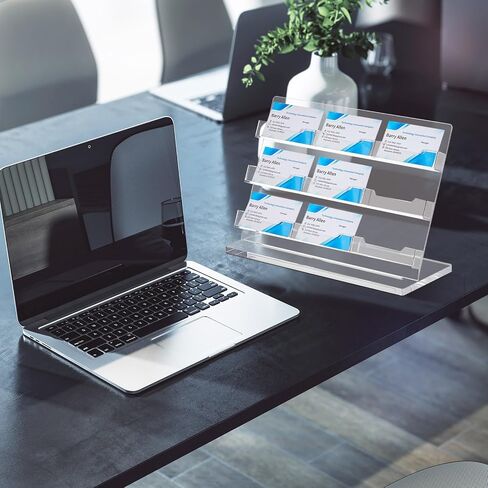 2 Pack Business Card Holder for Desk 9 Slots FreeStanding Clear Clear Acrylic Business Card Shower in Kuwait