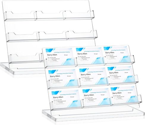 2 Pack Business Card Holder for Desk 9 Slots FreeStanding Clear Clear Acrylic Business Card Shower in Kuwait