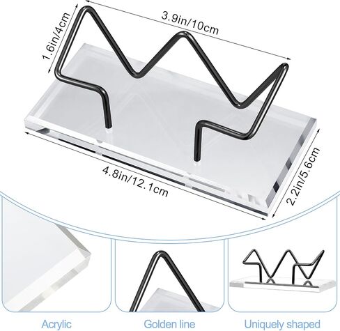 Amyhill 2 Pieces حامل بطاقة أعمال Acrylic للمكتب عرض بطاقة أعمال أفقية صافية حامل بطاقة بريدية لسطح مكتب المنزل (الذهب) in Kuwait