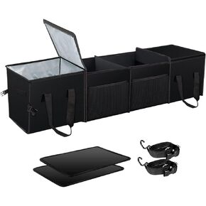 X-cosrack Car Trunk Organizer, Storage with Insulation Cooler Bags for SUV, Truck, Automotive, Van, Cargo, Collapsible Portable Multi Compartments Cargo Organizer with Straps in Kuwait