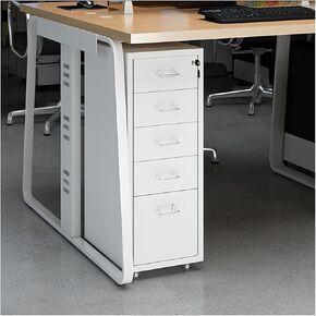 File Cabinet Slim with Lock, 5 Drawer Metal Mobile Filing Cabinet for Legal/Letter/A4 Size, Office Storage Cabinet File Organizer File Folders (Color : Gold) in Saudi Arabia