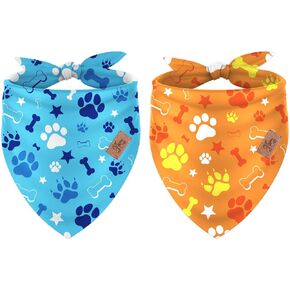 2pcs الأزرق البرتقالي الكلب حفلة عيد ميلاد باندانا مثلث الأليف وشاح الكرتون الكلب paw تحت عنوان الحيوانات الأليفة قابلة للتعديل neckerchief للكلاب القطط ملحقات الأزياء in Kuwait