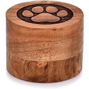 Dog Urn Acacia Wood Dog Urn for Ashes Handcrafted - Paws Carved Cremation Pet urn for Dogs Wooden Box Keepsake Urn (3.5" X 3.5" X 2.5") in Saudi Arabia