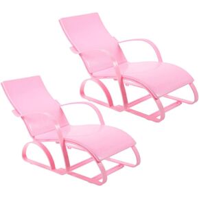 UPKOCH 2 Pcs Mini Dolls House Beach Chairs, 6.68 Inch Plastic Doll House Lounge Chairs, Miniature Beach Accessories for Crafts, Dollhouse Furniture for 11.5 Inch Dolls, Pink in Saudi Arabia