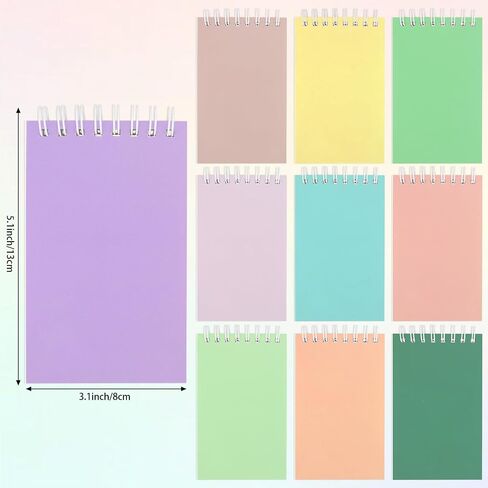 Hooqict 10 Pack Pocket Notebook 3x5 Colorful Mini Notebooks Small Spiral Notepads with Lined Pages, Memo Note Pads for Kids, Party Favors, Work, Office, Students School Supplies, 50 Sheets/100 Pages in Kuwait