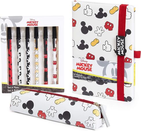 Disney Mickey Mouse Notebook, Kawaii School Supply with A5 Notebook, Kawaii Pencil Case and Pen Set, Office or School Stationery for Girls or Adults, Gift Idea for Women, Children or Teens in Saudi Arabia