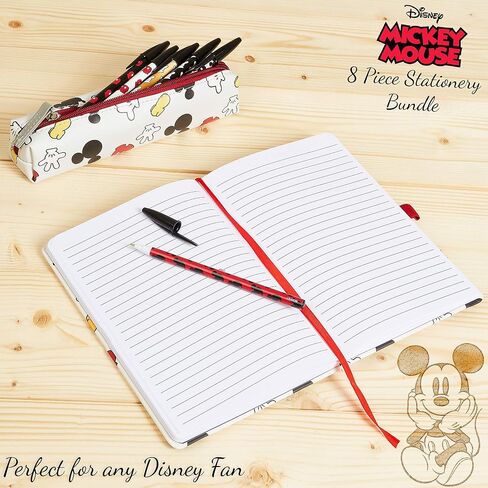 Disney Mickey Mouse Notebook, Kawaii School Supply with A5 Notebook, Kawaii Pencil Case and Pen Set, Office or School Stationery for Girls or Adults, Gift Idea for Women, Children or Teens in Saudi Arabia