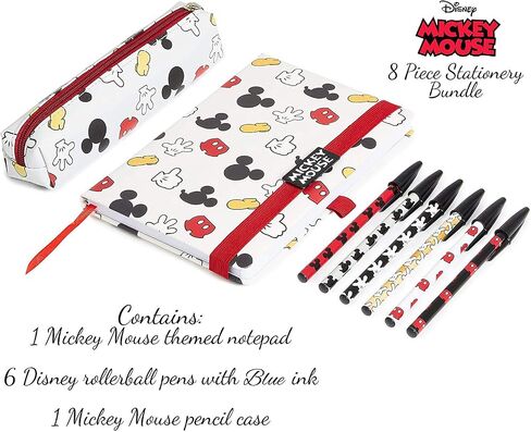 Disney Mickey Mouse Notebook, Kawaii School Supply with A5 Notebook, Kawaii Pencil Case and Pen Set, Office or School Stationery for Girls or Adults, Gift Idea for Women, Children or Teens in Saudi Arabia