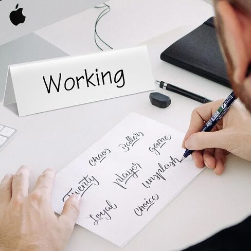 15Pcs Reusable Name Tent Cards with Black Markers Dry Erase Name Plate Wipe Clean Desk Tags Sign for Table Office Conference Meeting Weddings,White, 8.66 x 2.75 x 1.9 Inches in Saudi Arabia