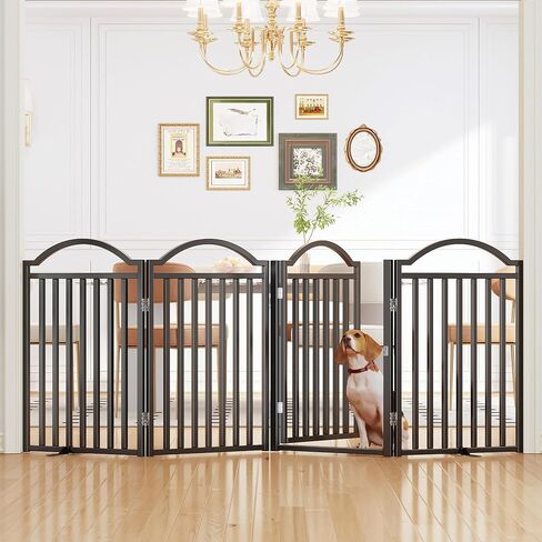 UDD Dog Gate Indoor 144" Extra Wide, 32" Tall Foldable Pet Gate with Door for Stairs Doorways Hallways Porch, Freestanding No Drilling Metal Pet Fence for Dogs Puppy, White 6-Panel in Saudi Arabia