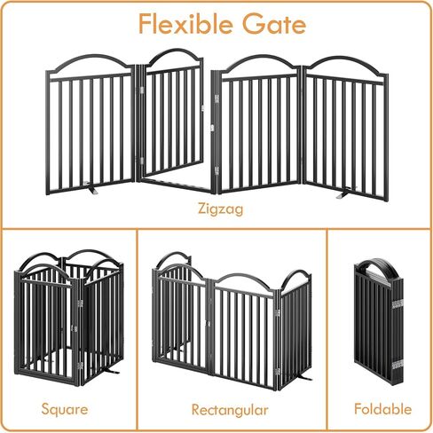 UDD Dog Gate Indoor 144" Extra Wide, 32" Tall Foldable Pet Gate with Door for Stairs Doorways Hallways Porch, Freestanding No Drilling Metal Pet Fence for Dogs Puppy, White 6-Panel in Saudi Arabia