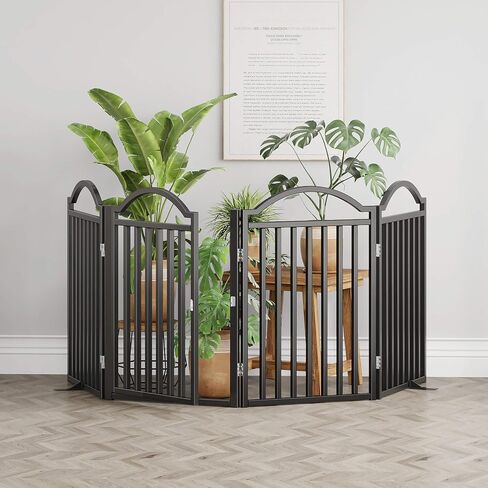 UDD Dog Gate Indoor 144" Extra Wide, 32" Tall Foldable Pet Gate with Door for Stairs Doorways Hallways Porch, Freestanding No Drilling Metal Pet Fence for Dogs Puppy, White 6-Panel in Saudi Arabia