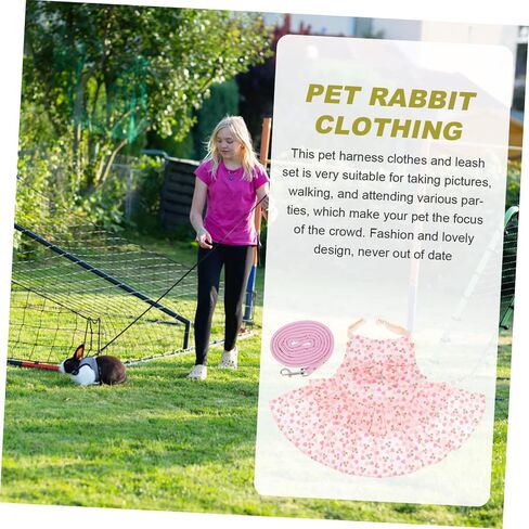 Ganazono 1Set Rabbit Dress Leash ملابس أرنب لطيف للحيوانات الأليفة الصغيرة تصميم رائعتين وحبل الجر العملي للقطط القطط والحيوانات الصغيرة الأخرى in Kuwait