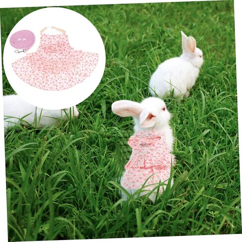 Ganazono 1Set Rabbit Dress Leash ملابس أرنب لطيف للحيوانات الأليفة الصغيرة تصميم رائعتين وحبل الجر العملي للقطط القطط والحيوانات الصغيرة الأخرى in Kuwait