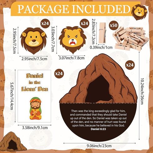 Motipuns 24 PCS Daniel in the Lion's Kit Kit Bible Crafts for Kids Sunday School Crafts Diy Denical Party Decorations Bible Jesus for Classroom Home Supplies Supplies in Saudi Arabia