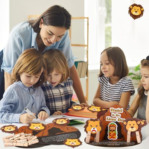 Motipuns 24 PCS Daniel in the Lion's Kit Kit Bible Crafts for Kids Sunday School Crafts Diy Denical Party Decorations Bible Jesus for Classroom Home Supplies Supplies in Saudi Arabia