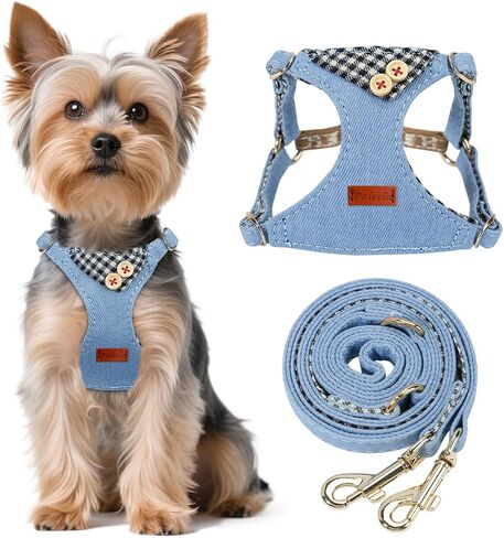 Faleela No-Pull Puppy Harness & Leash Set - 7 Color Options, Soft, Adjustable, Choke-Free, Escape-Proof, Lightweight Cute Pet Vest for Small & Medium Dogs (Pink, XXS) in Kuwait