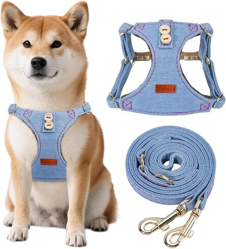 Faleela No-Pull Puppy Harness & Leash Set - 7 Color Options, Soft, Adjustable, Choke-Free, Escape-Proof, Lightweight Cute Pet Vest for Small & Medium Dogs (Pink, XXS) in Kuwait