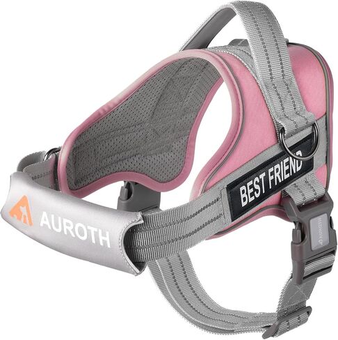 AUROTH Dog Harness No Pull Soft Padded Service Dog Vest, No Choke, Easy On Pet Vest with Handle, Adjustable Reflective Dog Harness for Small, Medium and Large Dogs, Easy Walking and Training in Kuwait