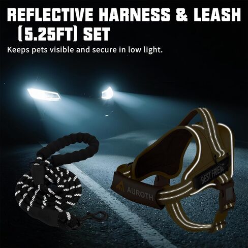 AUROTH DOG THE NO PULL SOND SOND SELID SERVICE DOG STET ، لا خنق ، سهلة على سترة الحيوانات الأليفة مع مقبض ، تسخير الكلب العاكس القابل للتعديل للكلاب الصغيرة والمتوسطة والكبيرة ، سهلة المشي والتدريب in Kuwait