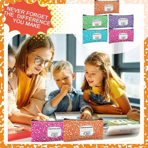 Epakh 5 Pcs Pencil Case Pouch 8.7 x 3.9 Inches Composition Book Portable Pencil Bag with Zipper Multipurpose Cute Pen Pouch for School Students Stationery Organizer Teachers Gifts (Classic) in Saudi Arabia
