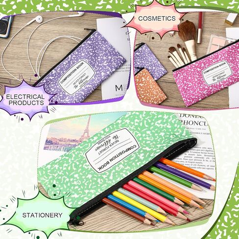 Epakh 5 Pcs Pencil Case Pouch 8.7 x 3.9 Inches Composition Book Portable Pencil Bag with Zipper Multipurpose Cute Pen Pouch for School Students Stationery Organizer Teachers Gifts (Classic) in Saudi Arabia