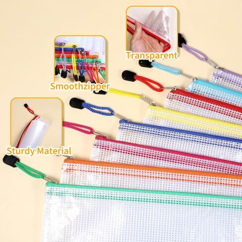 Maquita 24PCS Mesh Stlouck Pouch Facs ، أكياس الألغاز ، A3 17 × 12 بوصة أكياس قابلة لإعادة الاستخدام لتنظيم التخزين ، حقيبة سحاب كبيرة إضافية ، تخزين ألعاب اللوحة in Kuwait