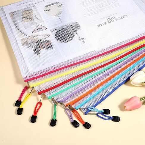 Maquita 24PCS Mesh Stlouck Pouch Facs ، أكياس الألغاز ، A3 17 × 12 بوصة أكياس قابلة لإعادة الاستخدام لتنظيم التخزين ، حقيبة سحاب كبيرة إضافية ، تخزين ألعاب اللوحة in Kuwait