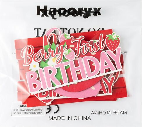 Haooryx Strawberry Birthday Sign Wooden Centerpieces - 6Pcs Sweet Berry ONE Letter Sign 1st First Birthday Party Decoration Table Topper for Girl Birthday Baby Shower Party Table Photo Prop Decoration in Saudi Arabia