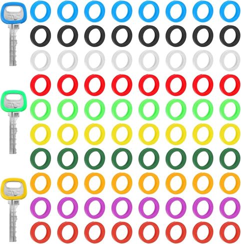 80 PCS مفتاح أغطية ملونة ، 0.9 "مفتاح دائري يغطي CAPS مفاتيح مفاتيح تمدد البلاستيك حلقات أغطية أعلى لمفاتيح المنزل المسطح العادي 10 ألوان (ليست مناسبة للمفاتيح المربعة أو ذات الشكل الفردي) in Kuwait