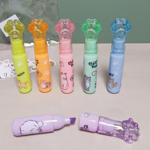 6 Pcs Cute Cat Highlighters Pens Small Highlighter Markers Assorted Colors Highlighters Small Cartoon Kitty Highlighter Pens for Boys Girls Kids Women Office Shcool Supplies (Cat) in Saudi Arabia