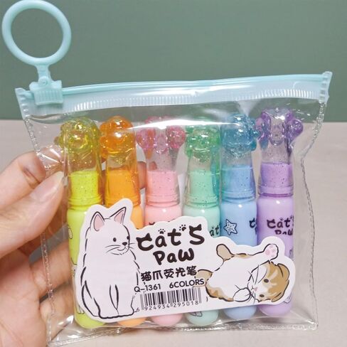 6 Pcs Cute Cat Highlighters Pens Small Highlighter Markers Assorted Colors Highlighters Small Cartoon Kitty Highlighter Pens for Boys Girls Kids Women Office Shcool Supplies (Cat) in Saudi Arabia