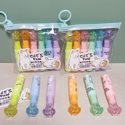 6 Pcs Cute Cat Highlighters Pens Small Highlighter Markers Assorted Colors Highlighters Small Cartoon Kitty Highlighter Pens for Boys Girls Kids Women Office Shcool Supplies (Cat) in Saudi Arabia