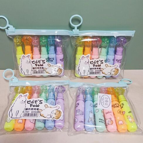 6 Pcs Cute Cat Highlighters Pens Small Highlighter Markers Assorted Colors Highlighters Small Cartoon Kitty Highlighter Pens for Boys Girls Kids Women Office Shcool Supplies (Cat) in Saudi Arabia