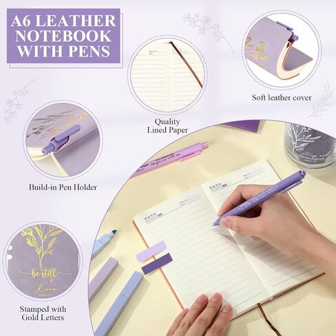 29 PCS Bible Journaling Kounding Kit 16 Oz Glass Cup Canvas Bag Bage Leather Notebuters and الأقلام اللزجة أشرطة الأجداد اللوازم دراسة الكتاب المقدس لممرضة المعلمات (بوهو ، الأرجواني) in Kuwait