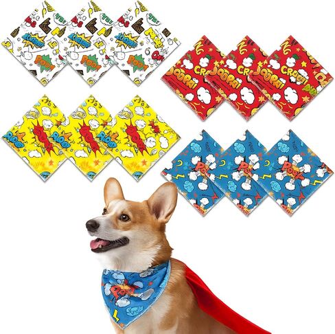 12 PCS Hero تحت عنوان Dog Bandana للكلاب الصغيرة المتوسطة الكبيرة القابلة للتعديل في المدينة الزرقاء المناظر المشهد Bang bandanas للبطل الكلاب Actions Accessories Puppy وشاح لصالح عيد الميلاد in Saudi Arabia