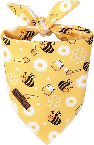 DOGWONG Bee Dog Bandana,Cute Yellow Doggie Scarf Bee Honey Cotton Dog Bandana for Small Medium Large Sized Dogs in Saudi Arabia