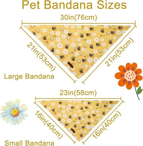 DOGWONG Bee Dog Bandana,Cute Yellow Doggie Scarf Bee Honey Cotton Dog Bandana for Small Medium Large Sized Dogs in Saudi Arabia