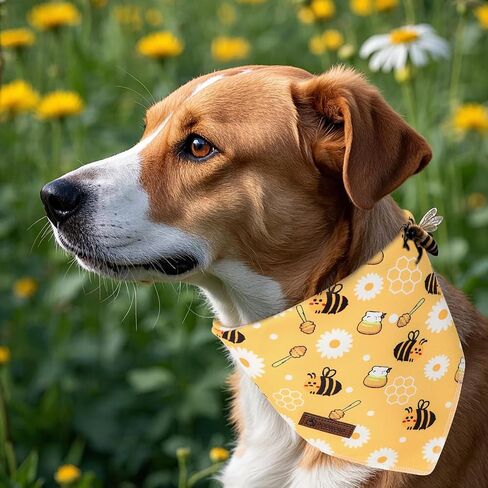 DOGWONG Bee Dog Bandana,Cute Yellow Doggie Scarf Bee Honey Cotton Dog Bandana for Small Medium Large Sized Dogs in Saudi Arabia
