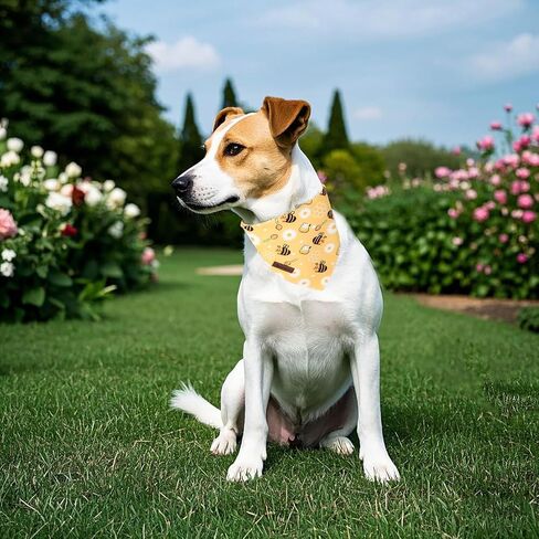 DOGWONG Bee Dog Bandana,Cute Yellow Doggie Scarf Bee Honey Cotton Dog Bandana for Small Medium Large Sized Dogs in Saudi Arabia