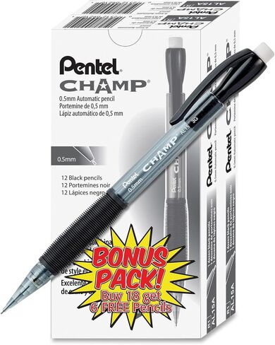 Pentel AL15ASW2 بطل القلم الرصاص الميكانيكي ، 0.5 مم ، برميل أسود شفاف ، 24/حزمة in Saudi Arabia