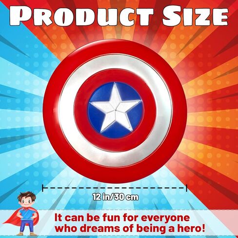 12 Inch Captain Round Shield,Superhero Shield Prop Role Play Toy,Halloween Cosplay Shield for Birthday Gift,Party Decoration in Saudi Arabia